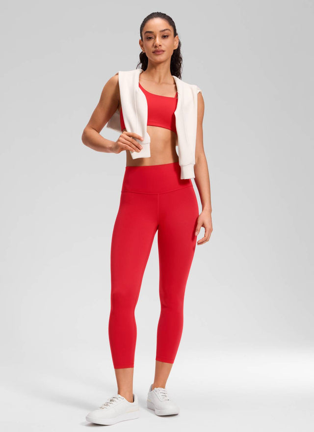 CRZ YOGA Women's Yoga Lounge High Rise Butterluxe Yoga Leggings 23'' Aurora Red @model_info:Larissa