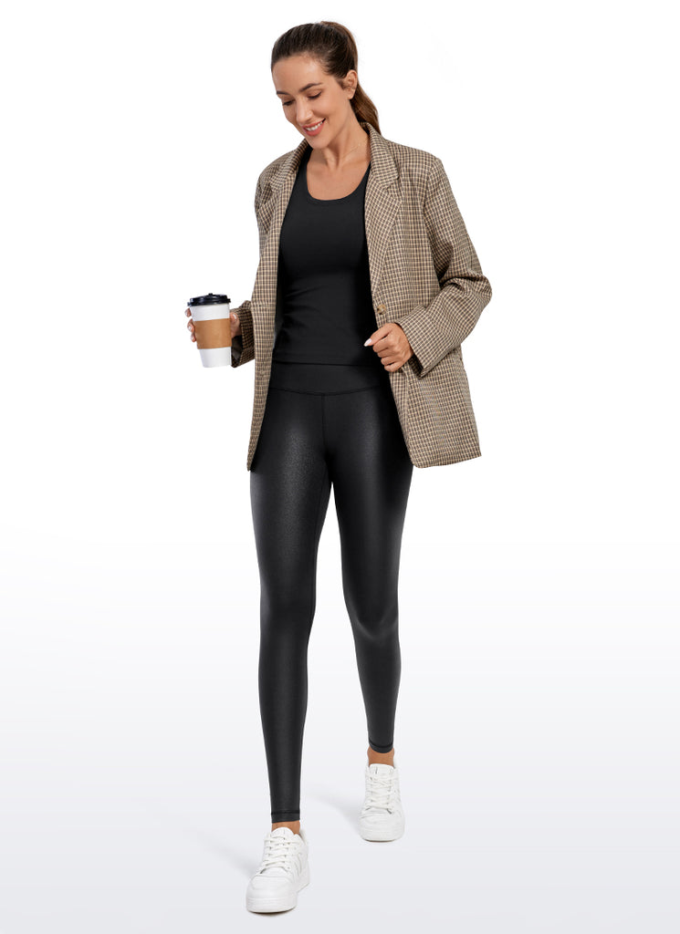 CRZ YOGA Women Butterluxe Matte Faux Leather Leggings 28' Black Classic