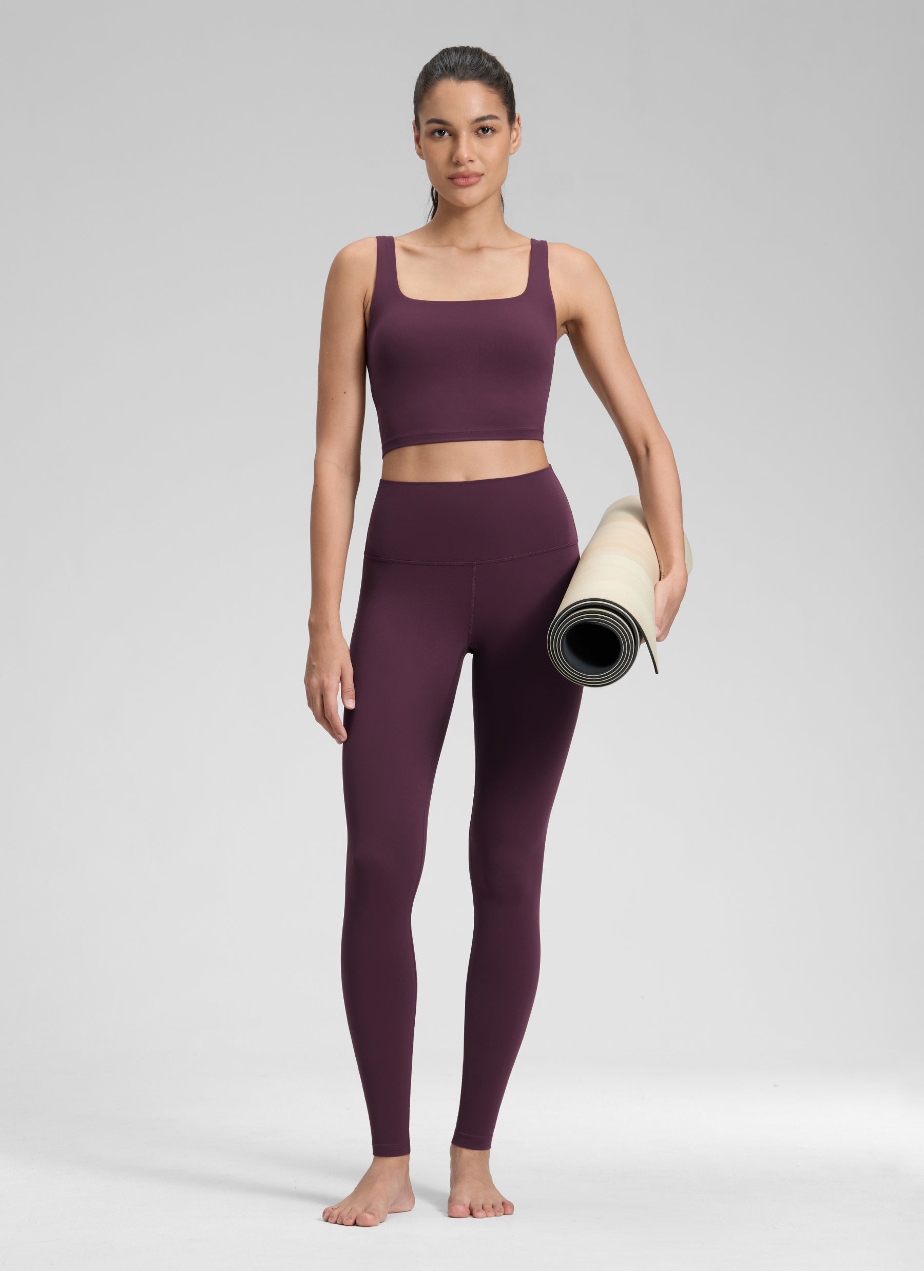 CRZ YOGA Women's Yoga Lounge High Rise Butterluxe Yoga Leggings 30'' Deep Purple @model_info:Jenna