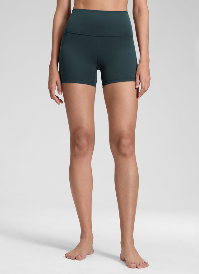 CRZ YOGA Women's Yoga High Rise Biker Shorts Butterluxe Shorts 4'' Forest Dark Green