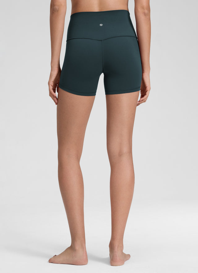 CRZ YOGA Women's Yoga High Rise Biker Shorts Butterluxe Shorts 4'' Forest Dark Green