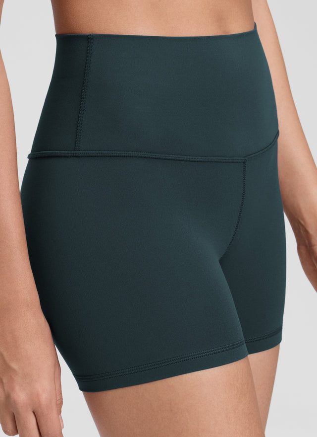 CRZ YOGA Women's Yoga High Rise Biker Shorts Butterluxe Shorts 4'' Forest Dark Green