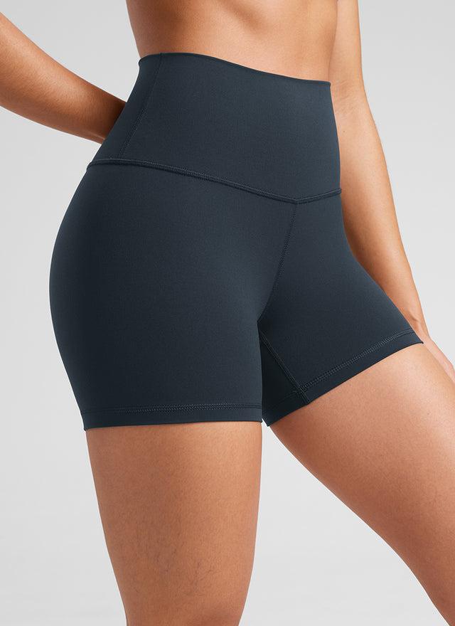 CRZ YOGA Women's Yoga High Rise Biker Shorts Butterluxe Shorts 4'' True Navy