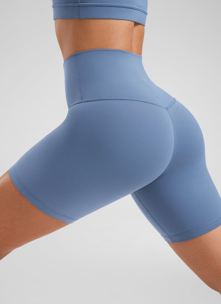 CRZ YOGA Women's Yoga High Rise Biker Shorts Butterluxe Shorts 6'' Oasis Blue