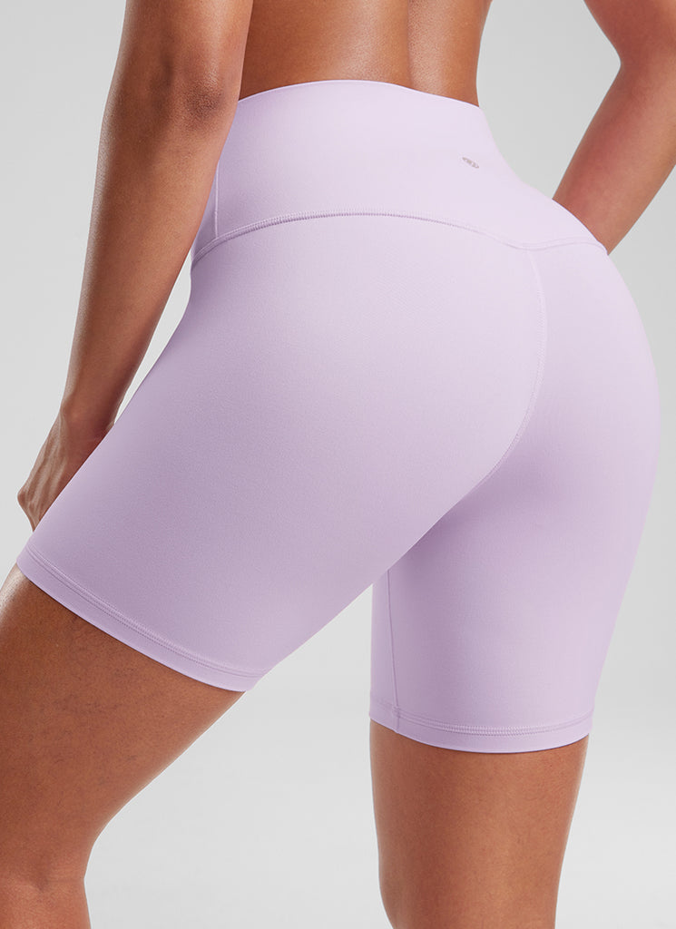 CRZ YOGA Women's Yoga High Rise Biker Shorts Butterluxe Shorts 6'' Kayak Blue