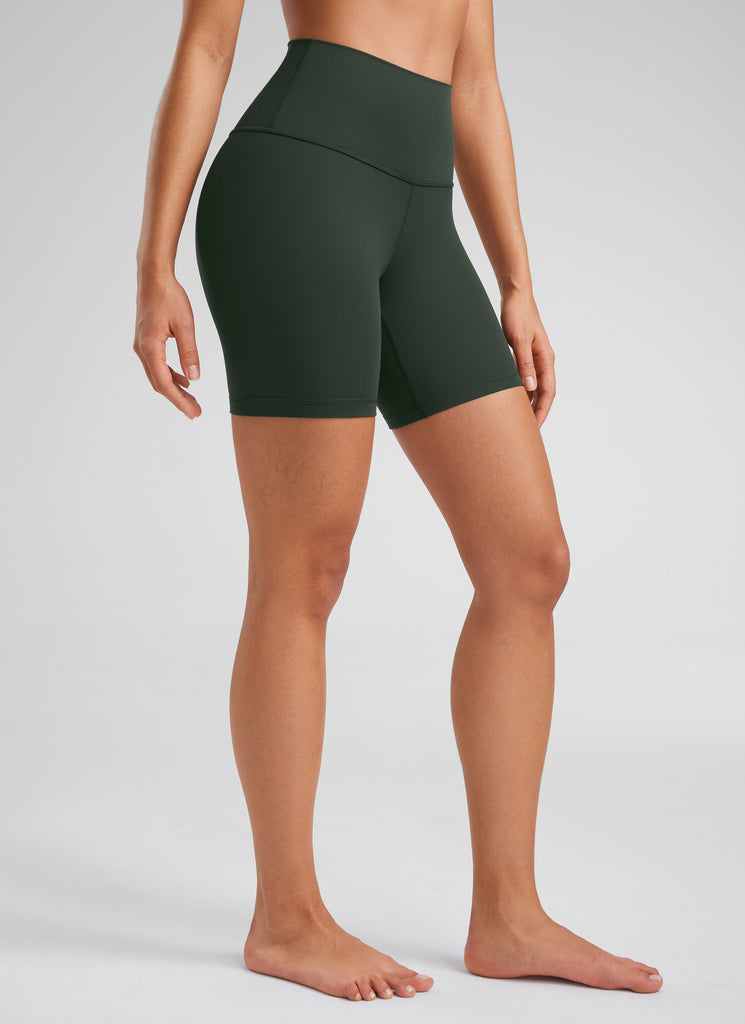 CRZ YOGA Women's Yoga High Rise Biker Shorts Butterluxe Shorts 6'' Legend Green