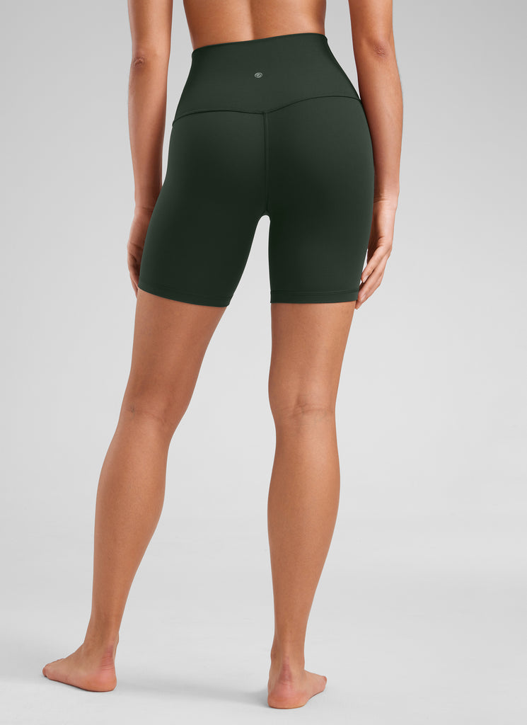 CRZ YOGA Women's Yoga High Rise Biker Shorts Butterluxe Shorts 6'' Legend Green