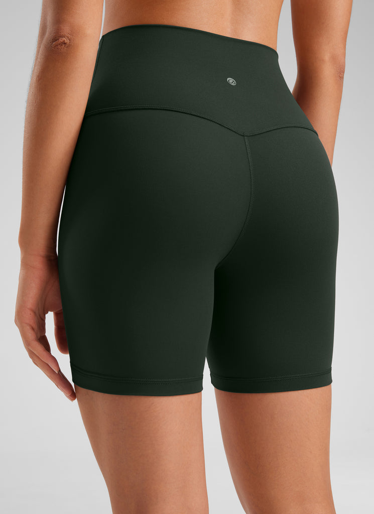 CRZ YOGA Women's Yoga High Rise Biker Shorts Butterluxe Shorts 6'' Legend Green