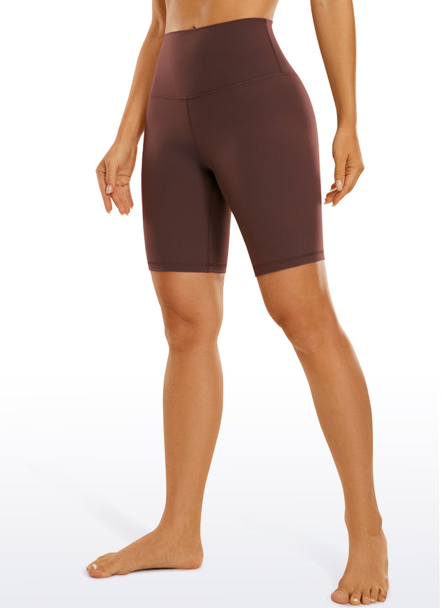 CRZ YOGA Women's Yoga High Rise Butterluxe Long Biker Shorts 8'' Taupe