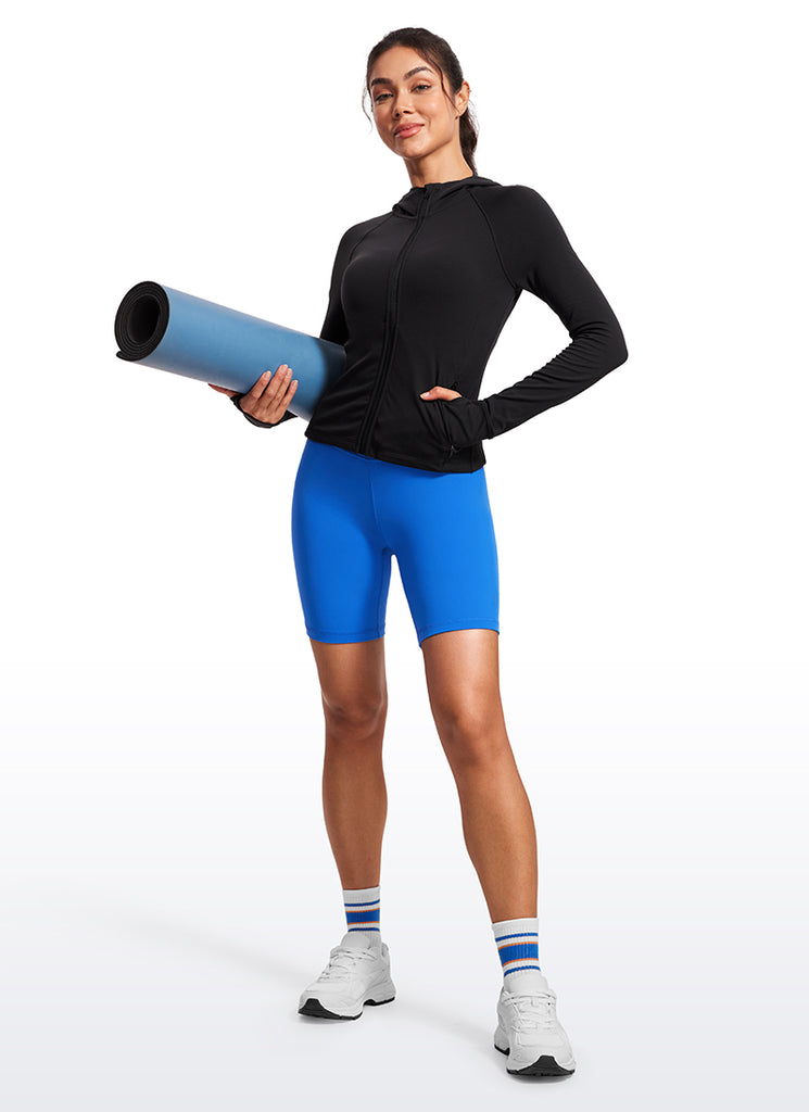 CRZ YOGA Women's Yoga High Rise Butterluxe Long Biker Shorts 8'' Taupe