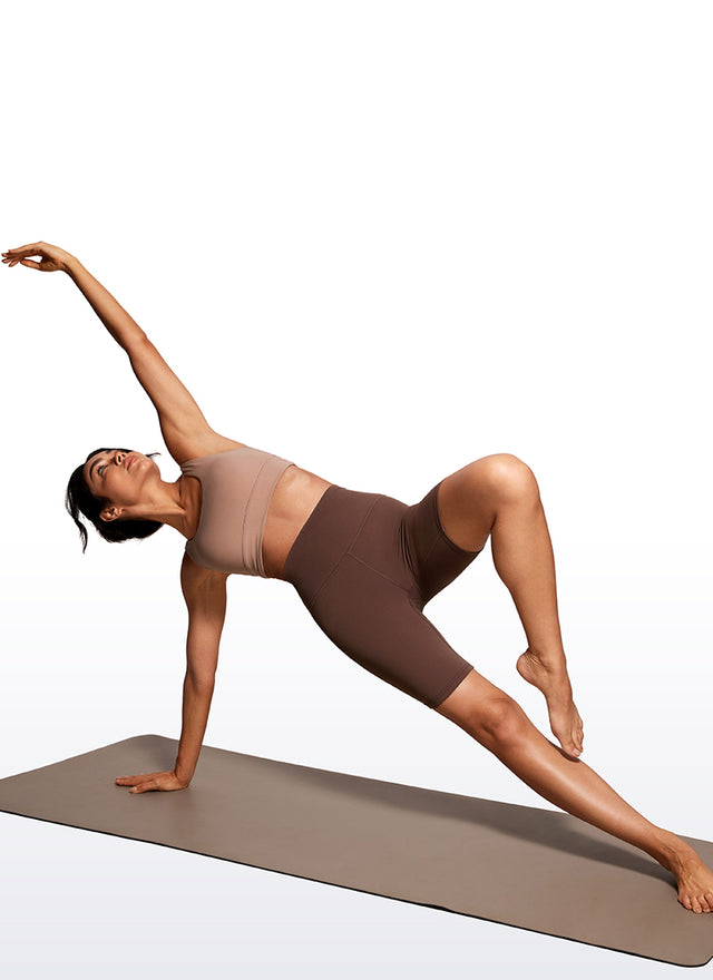 CRZ YOGA Women's Yoga High Rise Butterluxe Long Biker Shorts 8'' Coffee Brown