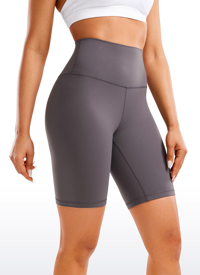 CRZ YOGA Women's Yoga High Rise Butterluxe Long Biker Shorts 8'' Tornado @model_info:Amanda