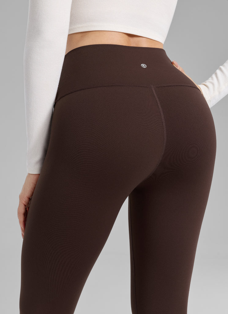 CRZ YOGA Women's Fleece Lined Casual High Rise Legging 28'' Hot Fudge Brown