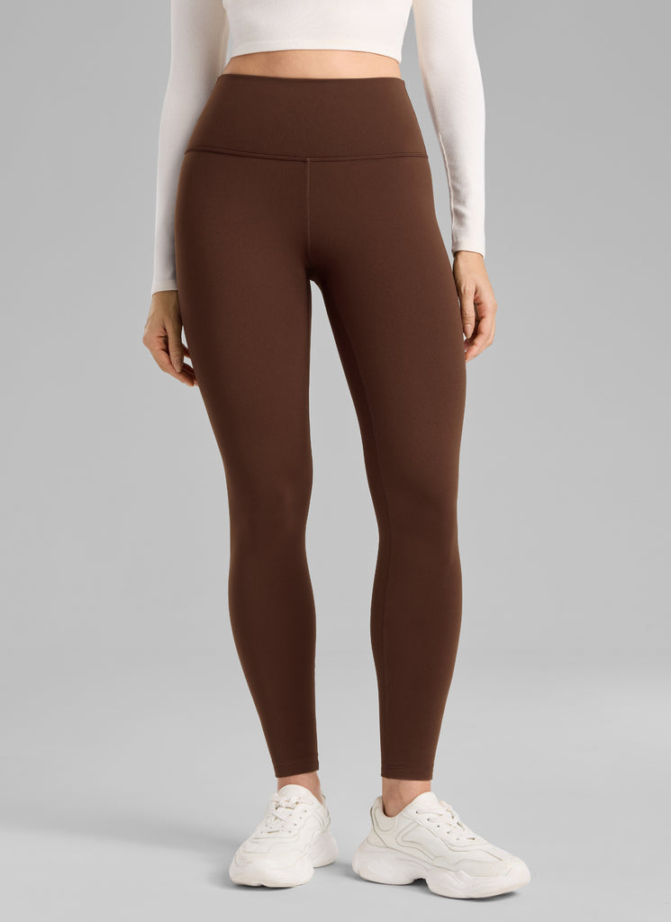 CRZ YOGA Women's Fleece Lined Casual High Rise Legging 28'' Lava Brown