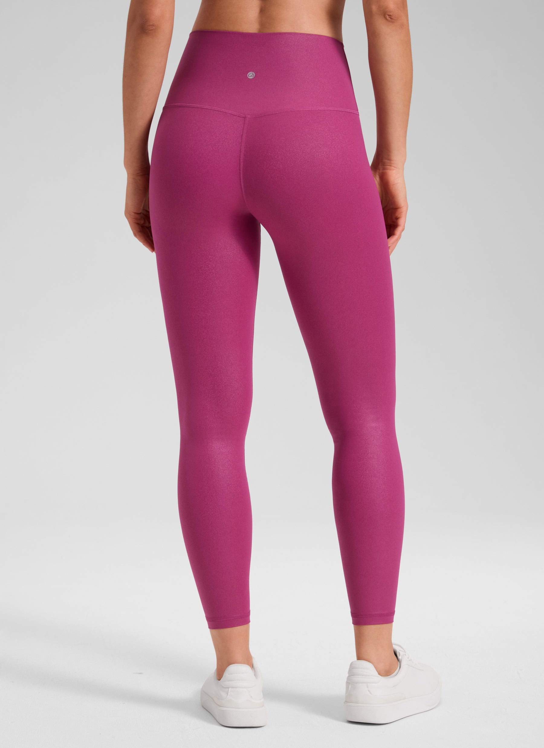 CRZ YOGA Women Butterluxe Matte Faux Leather Leggings 25'' Magenta Purple Classic Pattern @model_info:Larissa