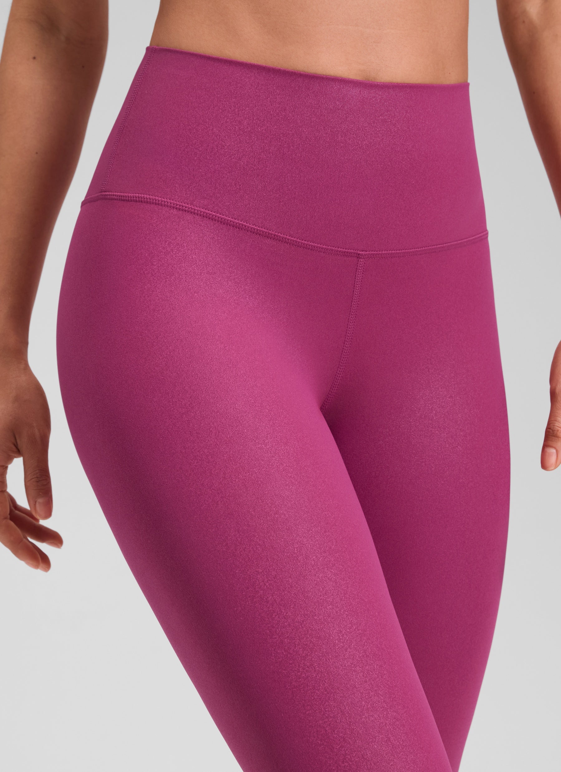 CRZ YOGA Women Butterluxe Matte Faux Leather Leggings 25'' Magenta Purple Classic Pattern @model_info:Larissa