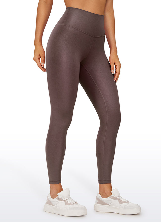CRZ YOGA Women Butterluxe Matte Faux Leather Leggings 25'' Taupe Classic Pattern @model_info:Deni
