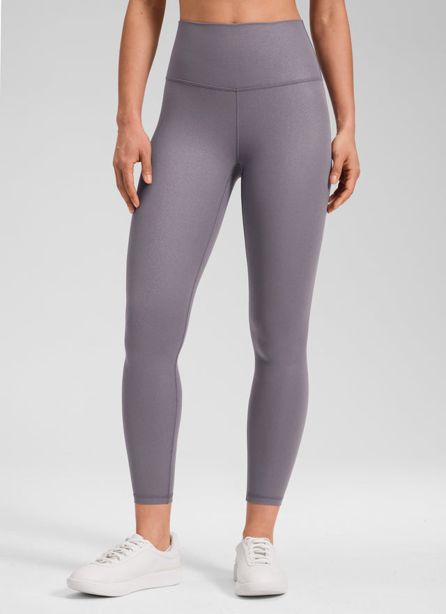 CRZ YOGA Women Butterluxe Matte Faux Leather Leggings 25'' Tornado Grey Classic Pattern