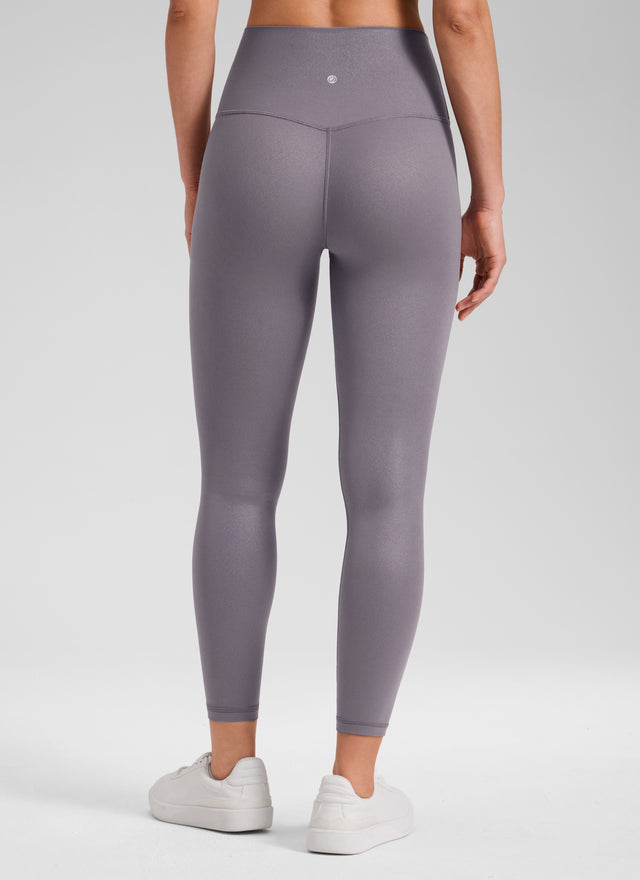 CRZ YOGA Women Butterluxe Matte Faux Leather Leggings 25'' Tornado Grey Classic Pattern