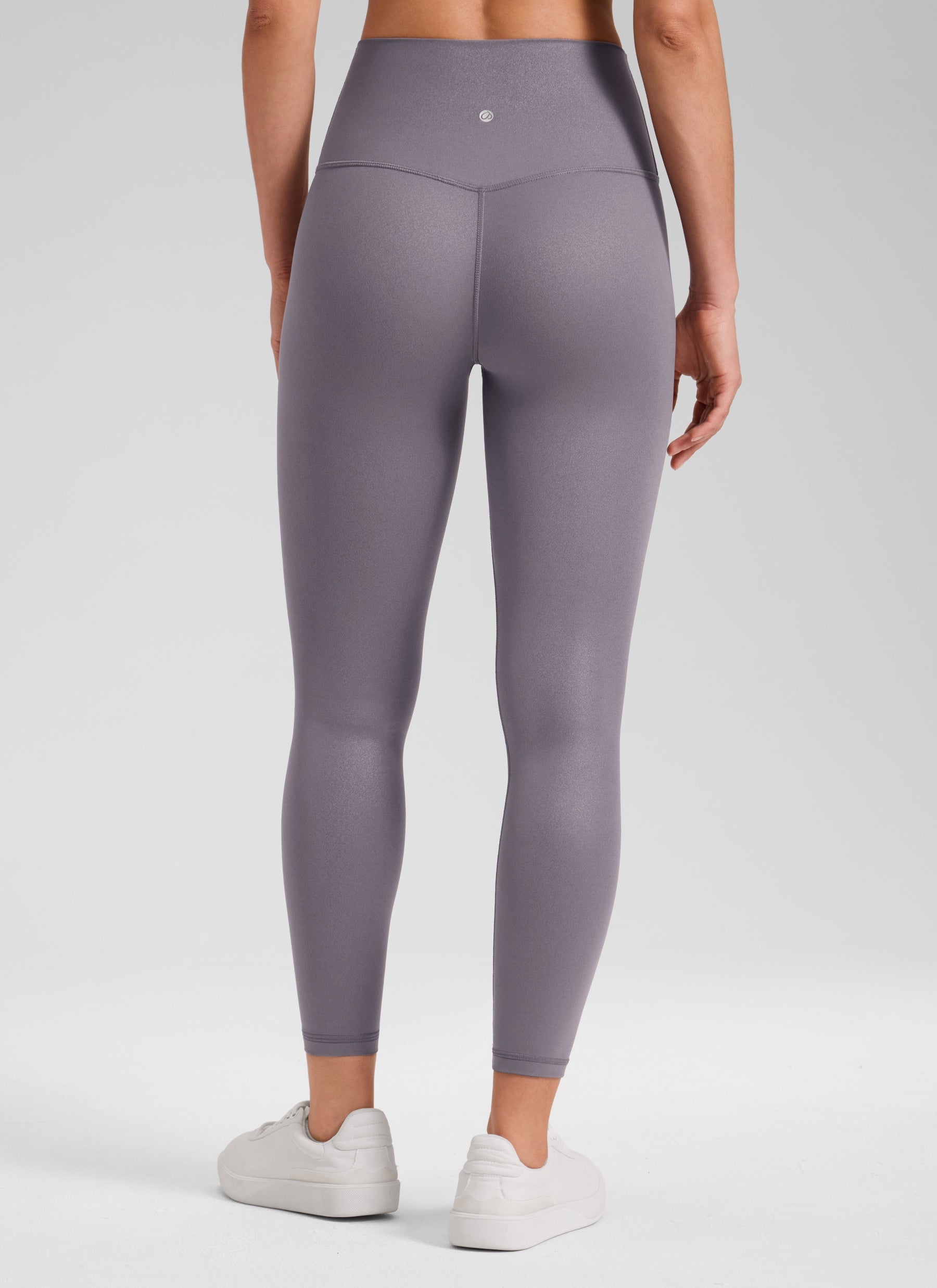 CRZ YOGA Women Butterluxe Matte Faux Leather Leggings 25'' Tornado Grey Classic Pattern @model_info:Larissa