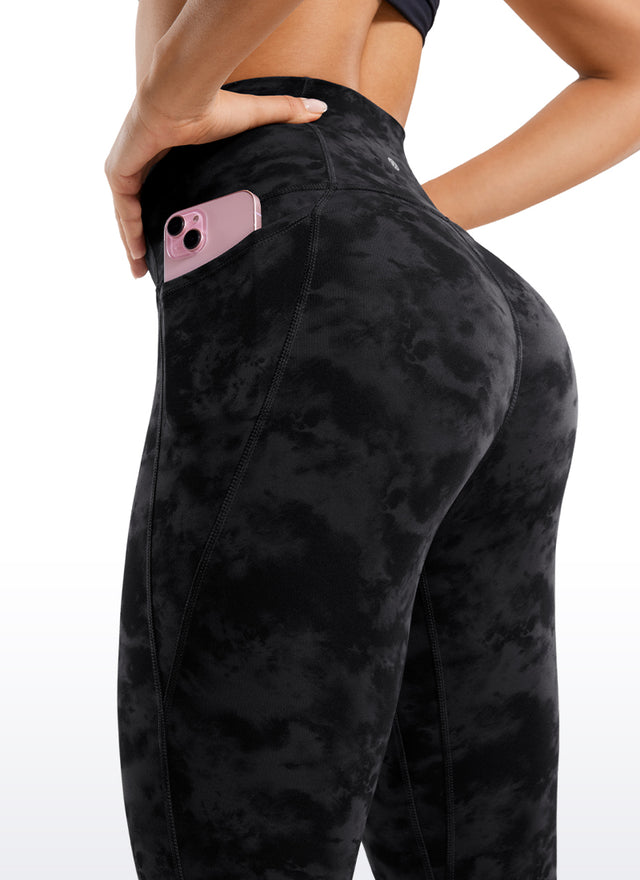 CRZ YOGA Women's Yoga Lounge High Rise Butterluxe Pocket Leggings 25'' Tie Dye Smoke Ink