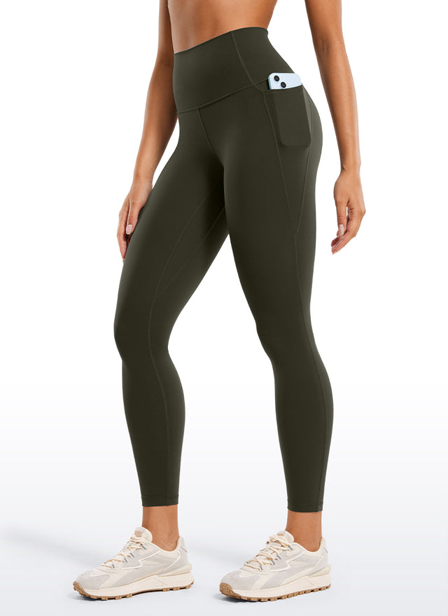 CRZ YOGA Women's Yoga Lounge High Rise Butterluxe Pocket Leggings 25'' Olive Green @model_info:F