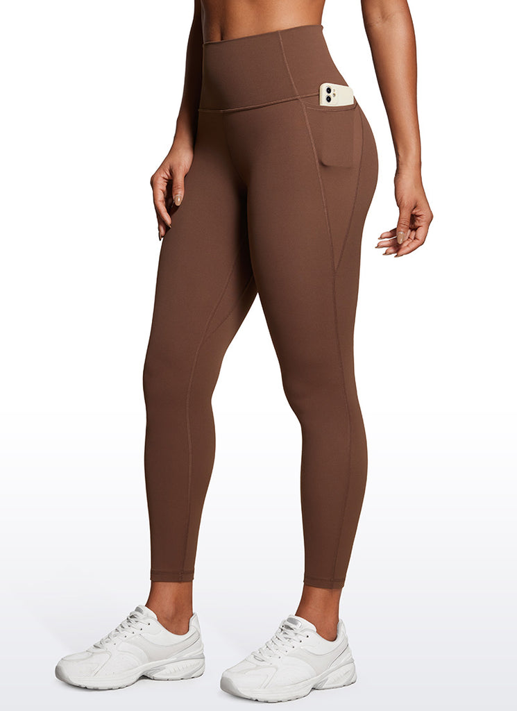 CRZ YOGA Women's Yoga Lounge High Rise Butterluxe Pocket Leggings 25'' Coffee Brown