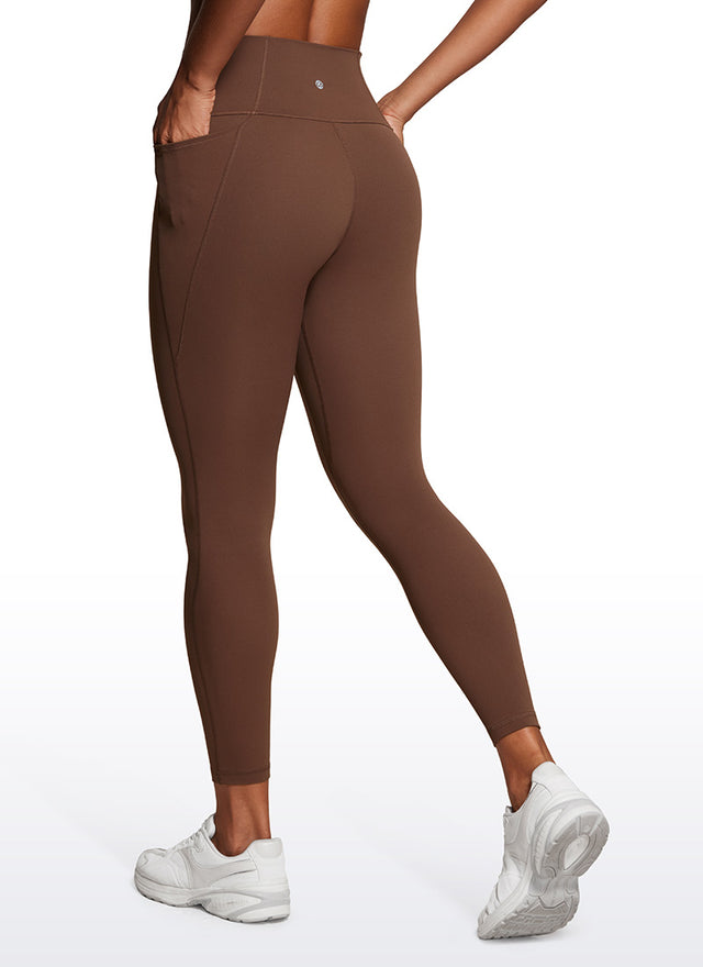 CRZ YOGA Women's Yoga Lounge High Rise Butterluxe Pocket Leggings 25'' Coffee Brown
