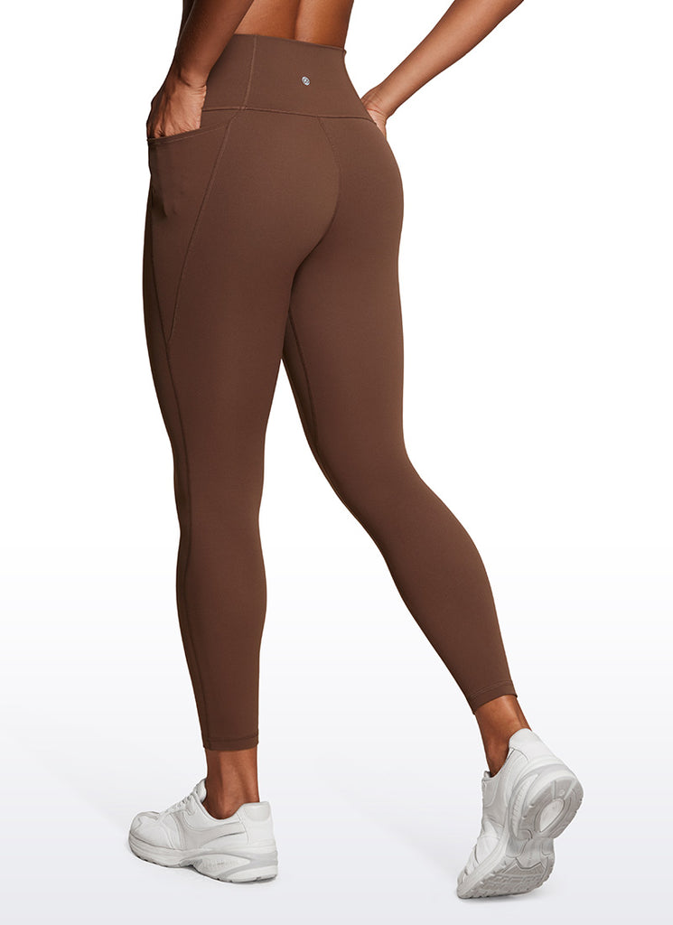CRZ YOGA Women's Yoga Lounge High Rise Butterluxe Pocket Leggings 25'' Coffee Brown