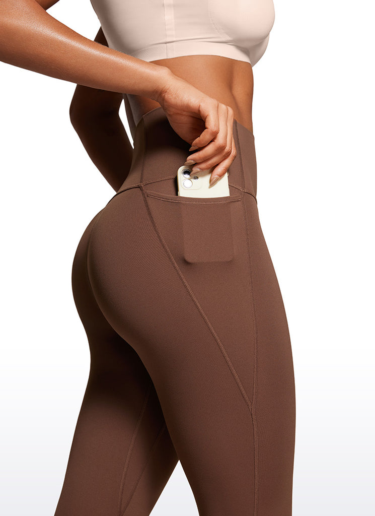CRZ YOGA Women's Yoga Lounge High Rise Butterluxe Pocket Leggings 25'' Coffee Brown