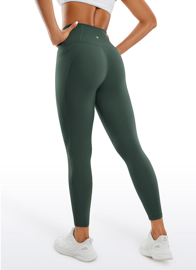 CRZ YOGA Women's Yoga Lounge High Rise Butterluxe Pocket Leggings 25'' Dark Forest Green