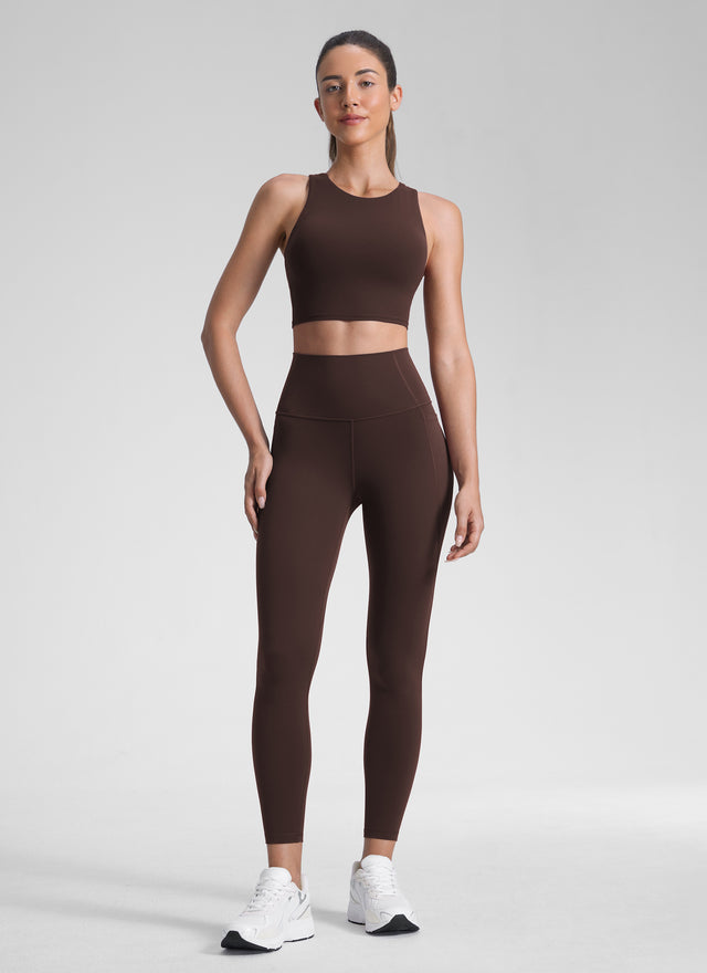 CRZ YOGA Women's Yoga Lounge High Rise Butterluxe Pocket Leggings 25'' Hot Fudge Brown @model_info:Malisa