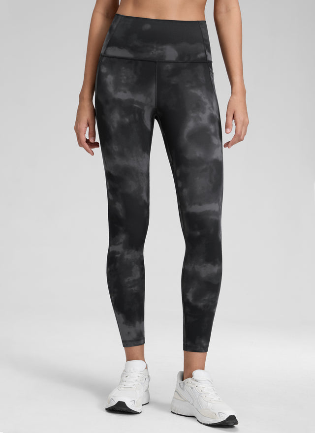 CRZ YOGA Women's Yoga Lounge High Rise Butterluxe Pocket Leggings 25'' Grey Tie Dye Flowers