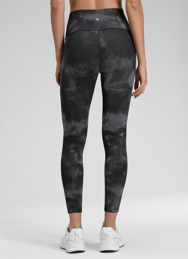 CRZ YOGA Women's Yoga Lounge High Rise Butterluxe Pocket Leggings 25'' Grey Tie Dye Flowers