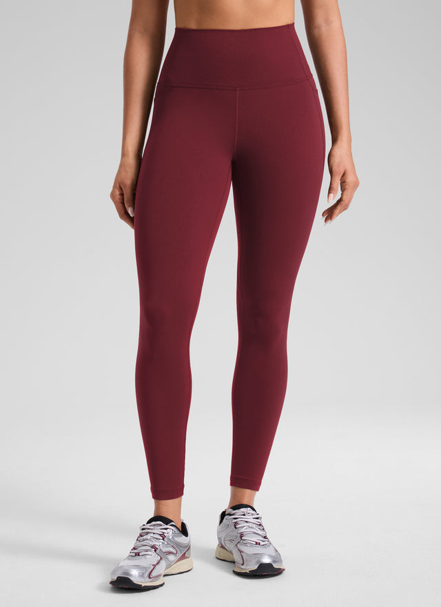 CRZ YOGA Women's Yoga Lounge High Rise Butterluxe Pocket Leggings 25'' Burgundy Bay @model_info:D