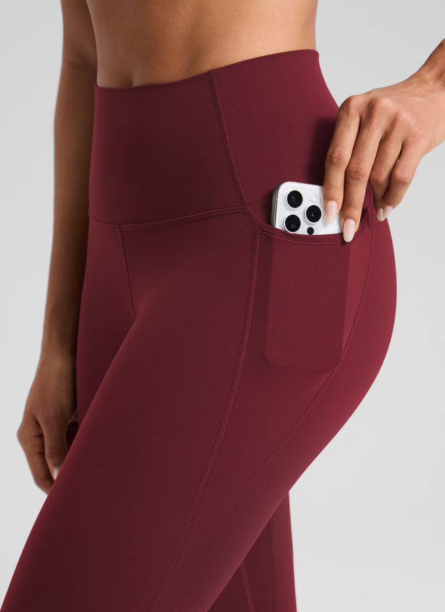 CRZ YOGA Women's Yoga Lounge High Rise Butterluxe Pocket Leggings 25'' Burgundy Bay @model_info:D