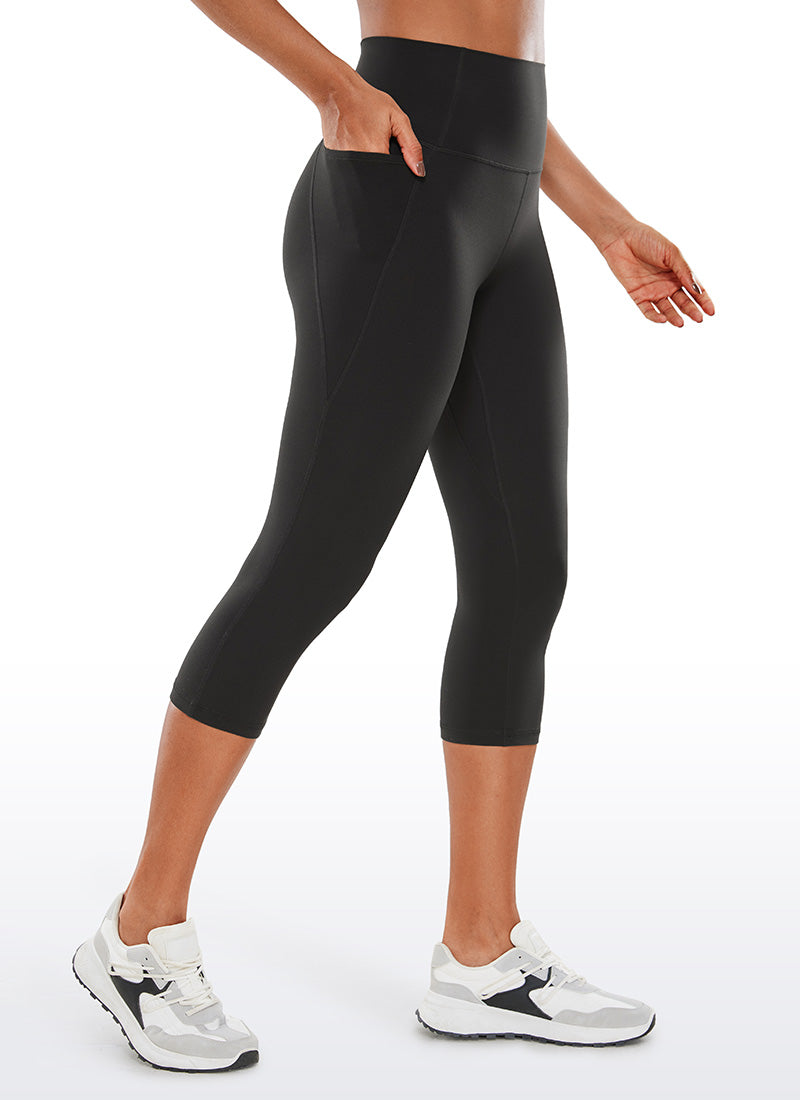 CRZ YOGA Womens Butterluxe High Waist Pockets Capri Leggings 19'' Black @model_info:Gigi