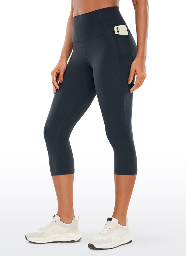 CRZ YOGA Womens Butterluxe High Waist Pockets Capri Leggings 19'' True Navy @model_info:Gigi