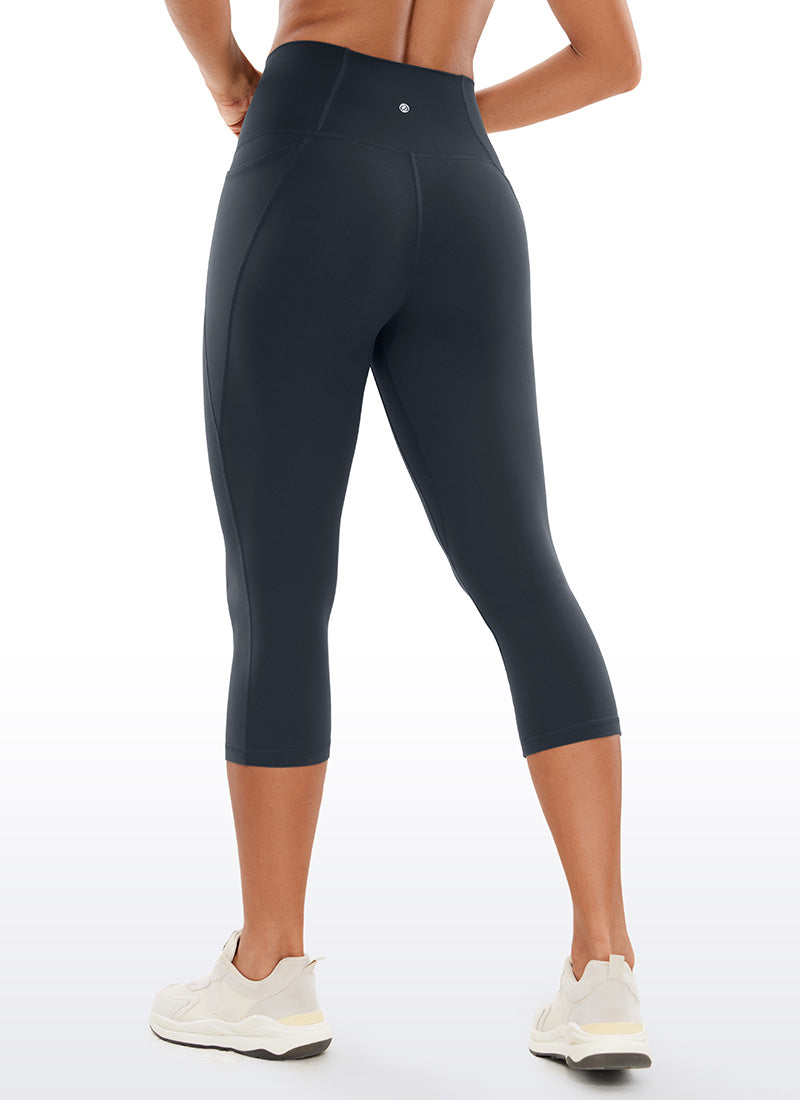 CRZ YOGA Womens Butterluxe High Waist Pockets Capri Leggings 19'' True Navy @model_info:Gigi