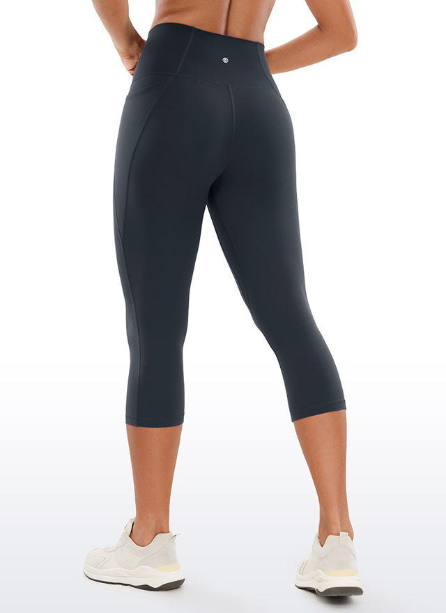 CRZ YOGA Womens Butterluxe High Waist Pockets Capri Leggings 19'' True Navy @model_info:Gigi