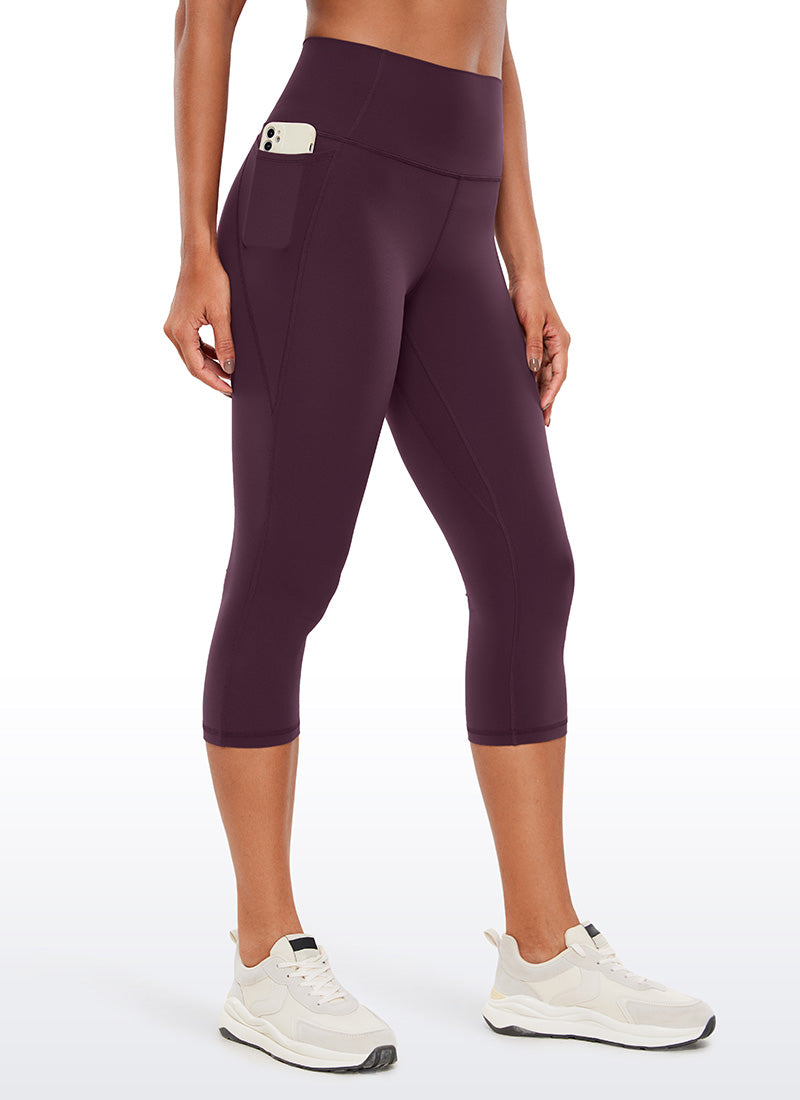 CRZ YOGA Womens Butterluxe High Waist Pockets Capri Leggings 19'' Deep Purple @model_info:Gigi