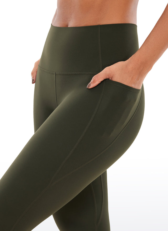 CRZ YOGA Womens Butterluxe High Waist Pockets Capri Leggings 19'' Olive Green @model_info:Gigi