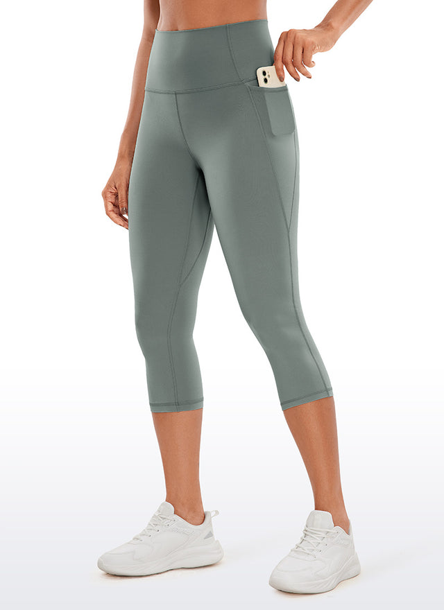 CRZ YOGA Womens Butterluxe High Waist Pockets Capri Leggings 19'' Grey Sage