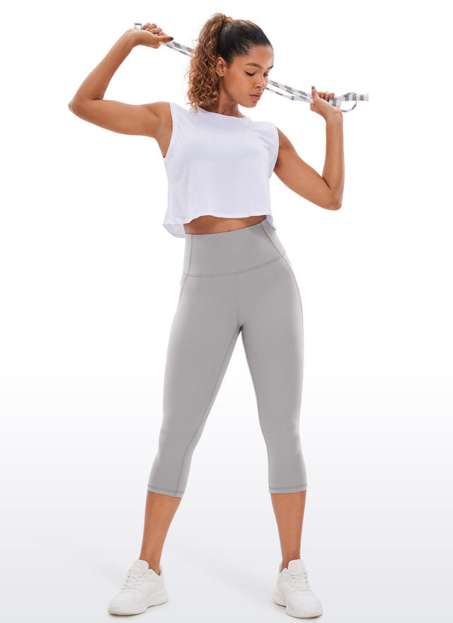 CRZ YOGA Womens Butterluxe High Waist Pockets Capri Leggings 19'' Gull Gray