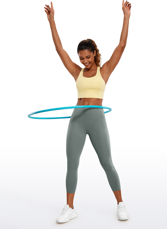 CRZ YOGA Womens Butterluxe High Waist Pockets Capri Leggings 23'' Grey Sage