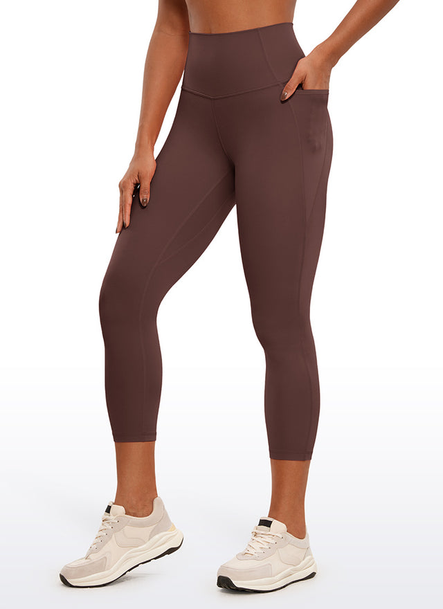 CRZ YOGA Womens Butterluxe High Waist Pockets Capri Leggings 23'' Taupe
