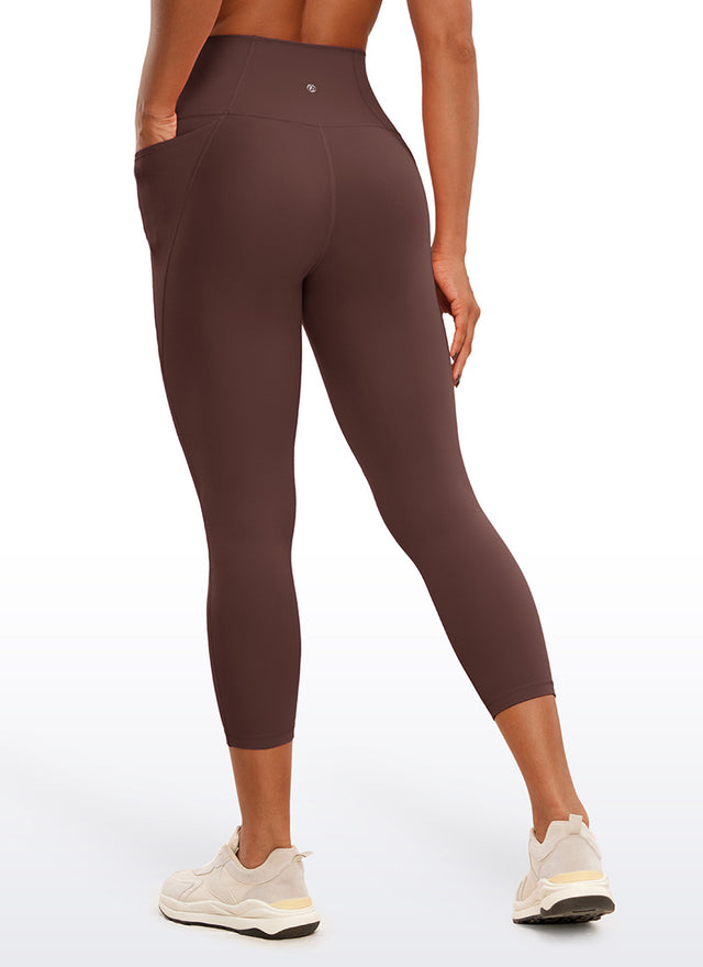 CRZ YOGA Womens Butterluxe High Waist Pockets Capri Leggings 23'' Taupe