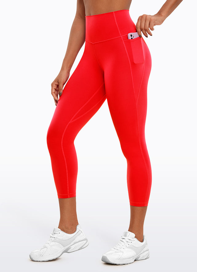 CRZ YOGA Womens Butterluxe High Waist Pockets Capri Leggings 23'' Dark Red