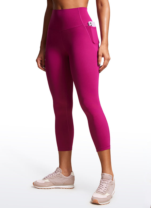 CRZ YOGA Womens Butterluxe High Waist Pockets Capri Leggings 23'' Magenta Purple