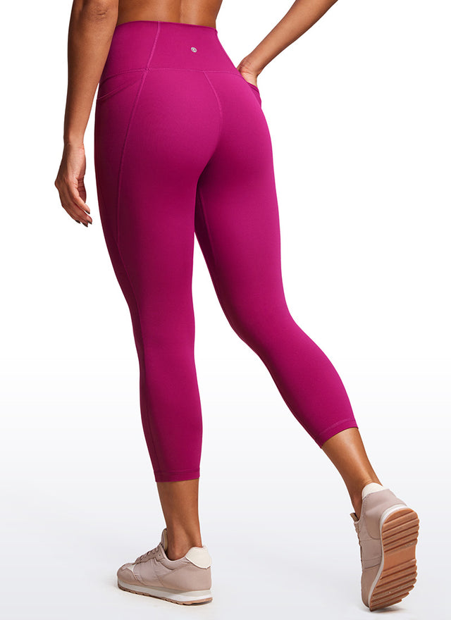 CRZ YOGA Womens Butterluxe High Waist Pockets Capri Leggings 23'' Magenta Purple